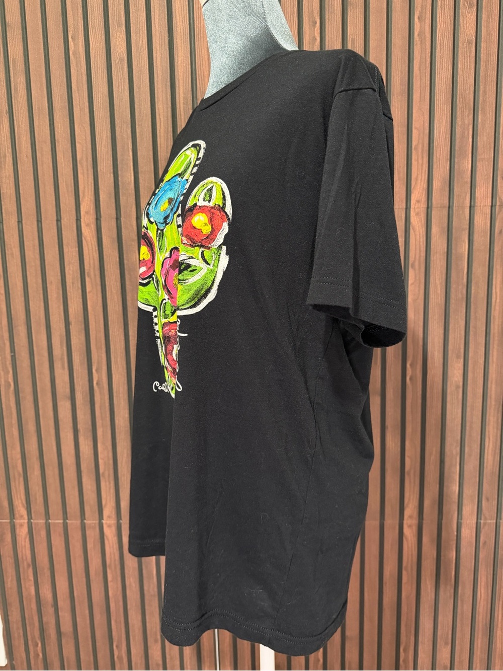 Texas True Threads Graphic Skull Tee Black Unisex Size XL Neon Floral Skull Tee - Picture 2 of 4
